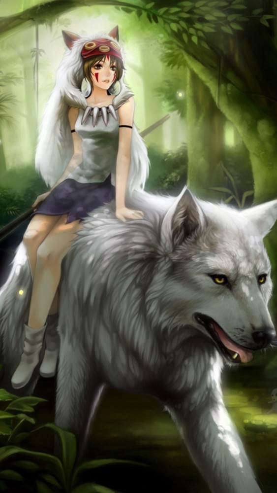 Anime Princess Mononoke Girl Wolf 4K Wallpaper 229