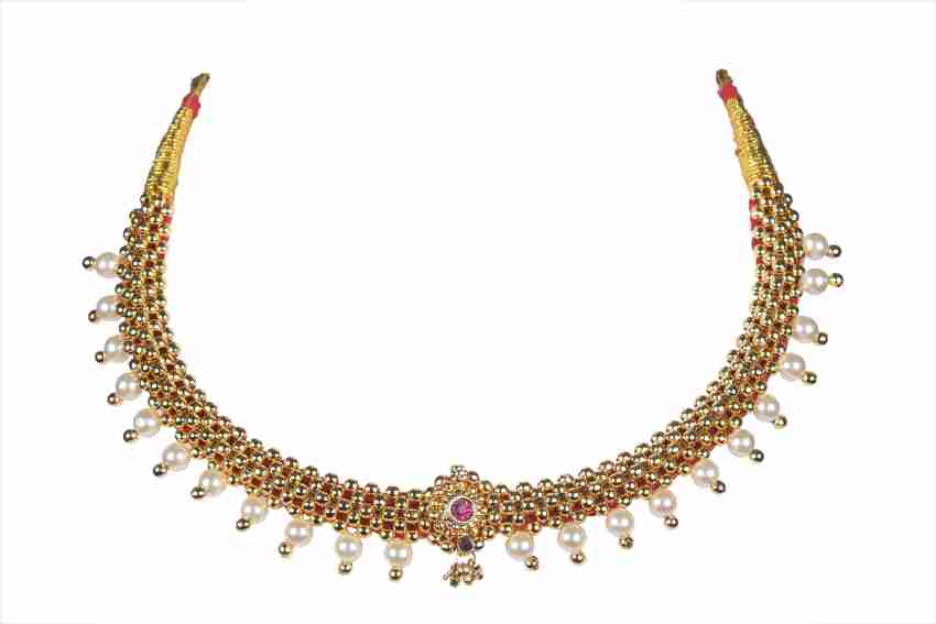 Soubhagya Traditional Moti Thushi With Moti Valsari Gold-plated