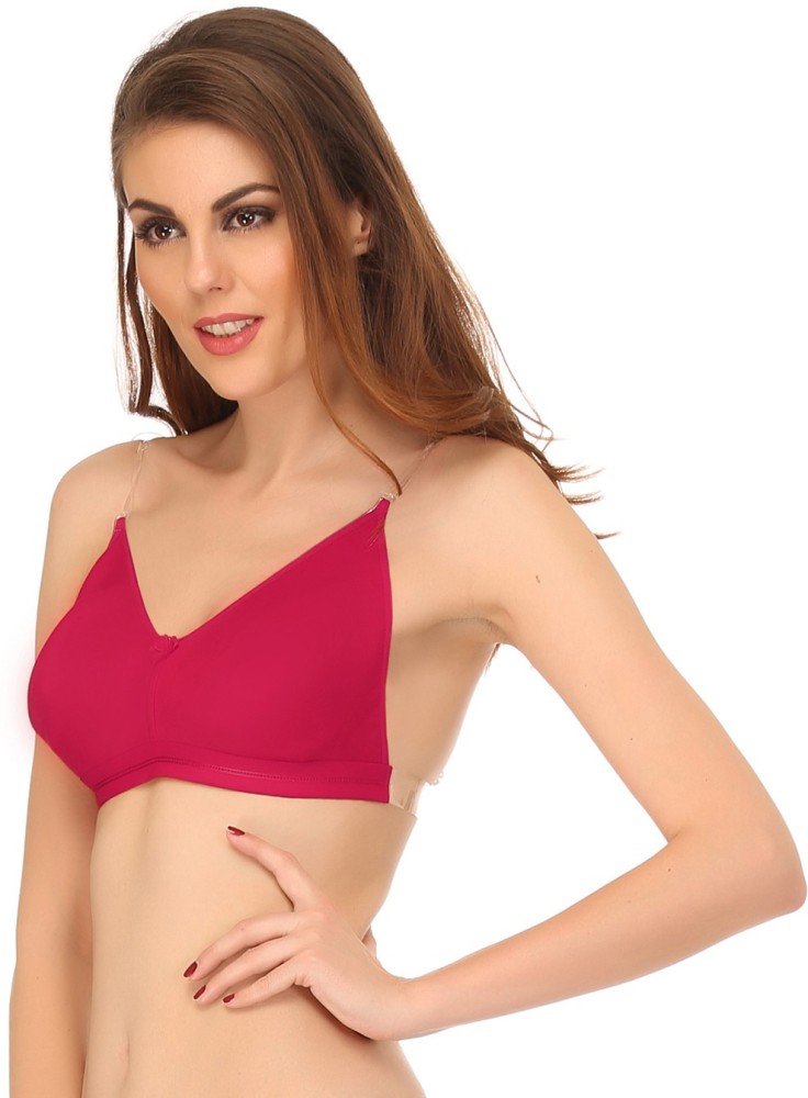 Clovia Cotton Rich Non-Wired T-Shirt Bra With Transparent Multiway