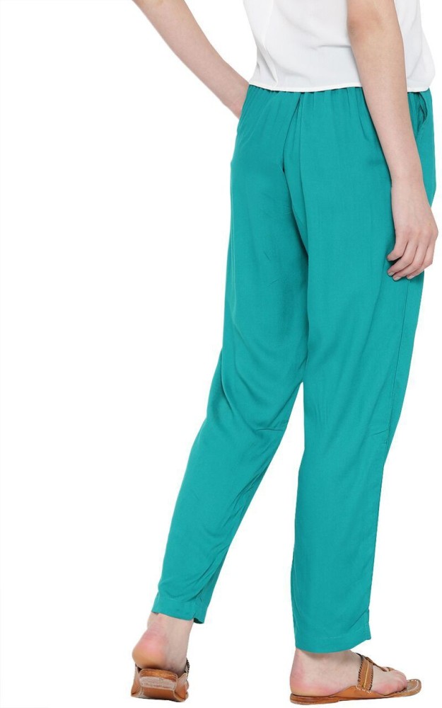 Buy the classy Teal blue silk velvet pants for woman