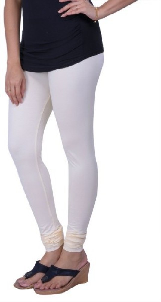 Shop Online for Beautiful Desinged Cotton Lycra Churidar Free Size Off  White Leggings it is Perfect in any tops Online in India, Mubarak Deals