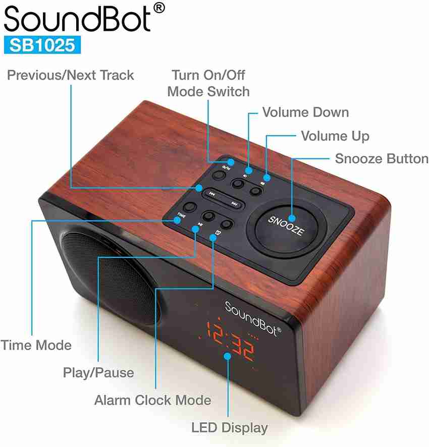 Buy SoundBot SB1025 FM Radio Alarm Clock 7 W Bluetooth Speaker