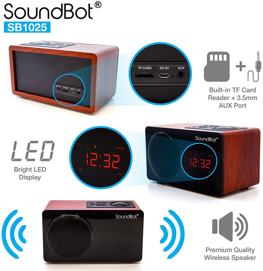 Buy SoundBot SB1025 FM Radio Alarm Clock 7 W Bluetooth Speaker