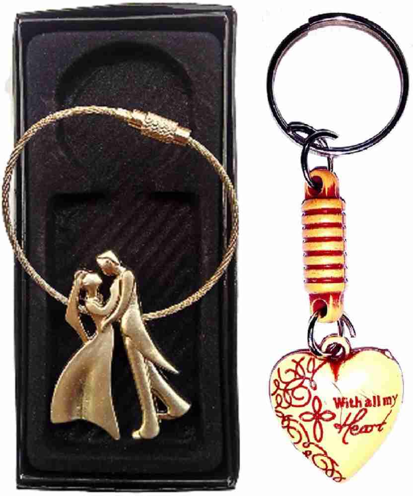 Brass Keychain With Lock D Key Chain For Men Golden Color Camping