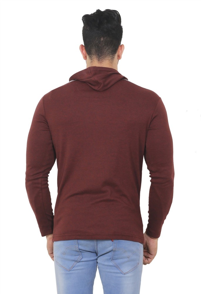 FLICKER HOODS Solid Men Hooded Neck Maroon T Shirt Buy FLICKER