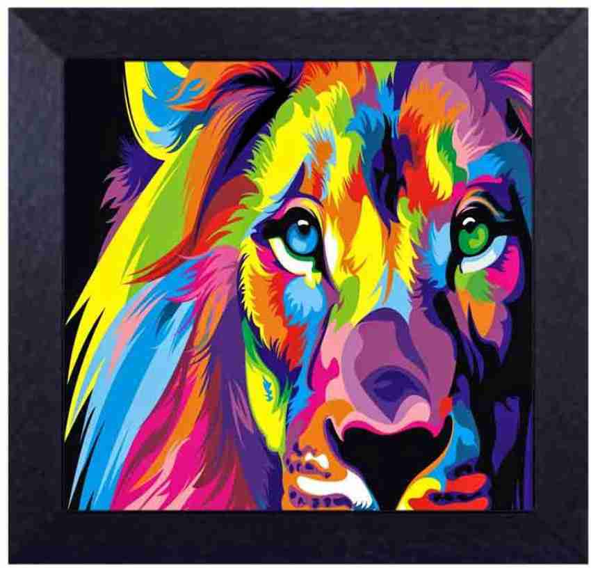 Small Colourful Lion Wall Art, Canvas Wall Art