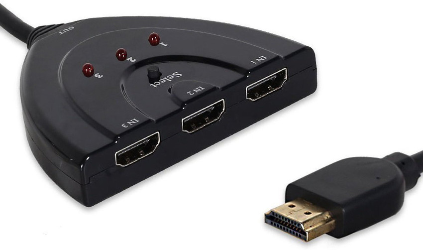 LipiWorld TV out Cable 3 Port HDMI Multi Display Auto Switch Hub Box Splitter 1080P HD TV Adapter Cable 3 in 1 Out hdmi switch