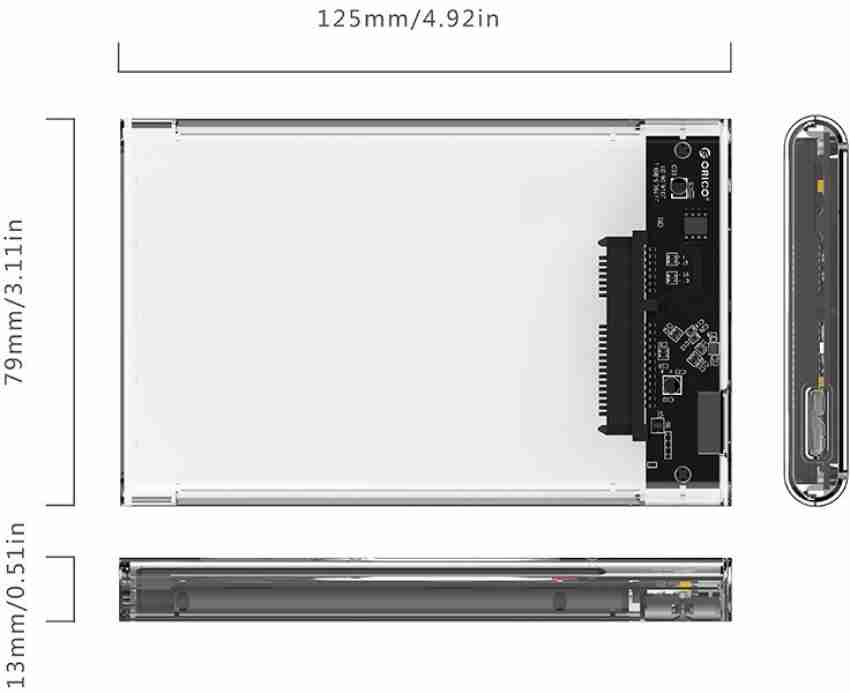 Orico Transparent Hdd Case Sata To Usb 3.0 Hard Drive Case