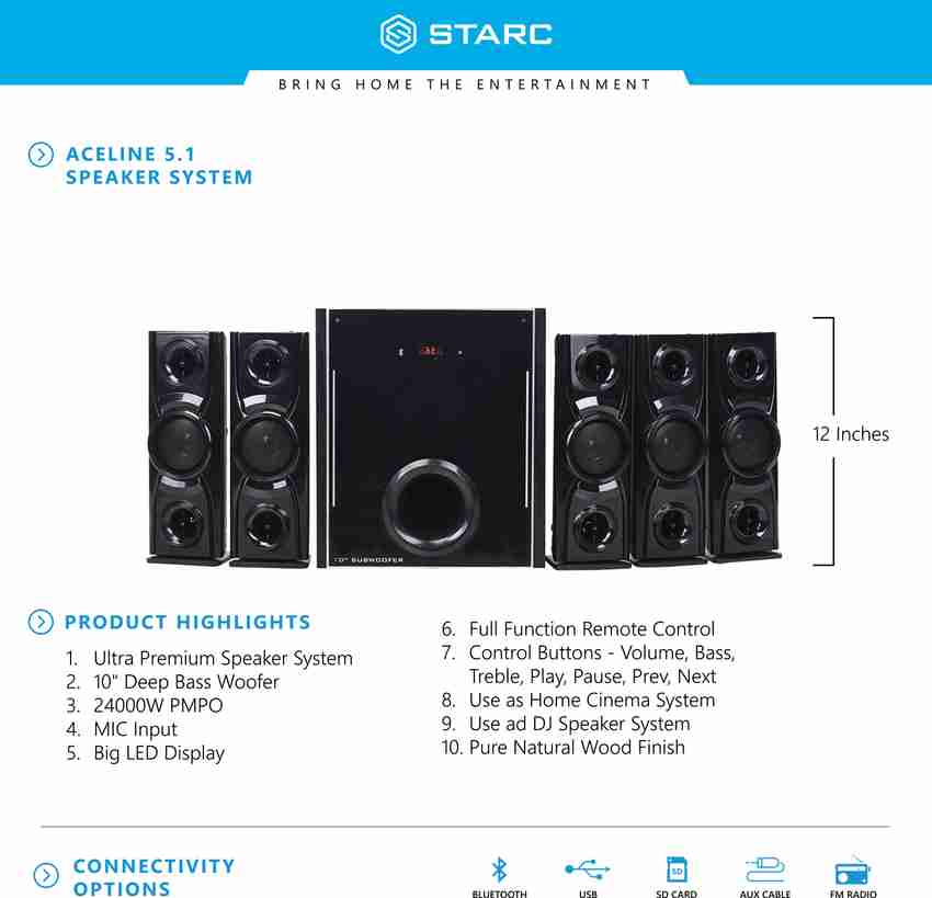 5.1 home theater with 12 inch subwoofer clearance