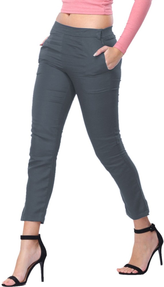 GO COLORS Slim Fit Women Grey Trousers - Buy GO COLORS Slim Fit Women Grey  Trousers Online at Best Prices in India