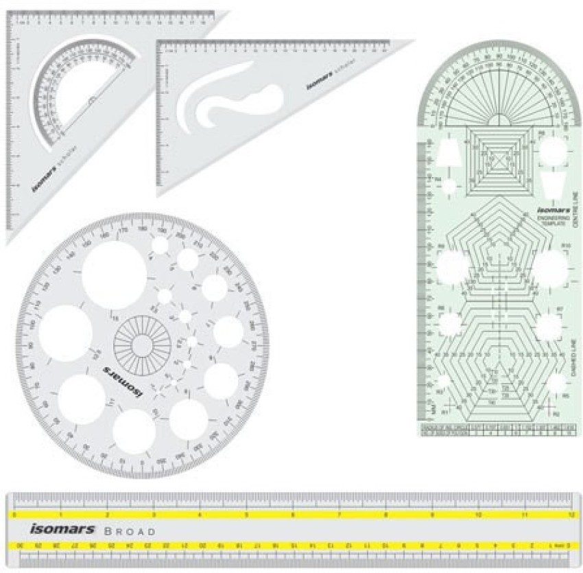 Traceease Geometric Combination Template For Triangle,Square