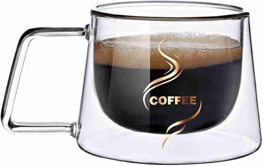 DOUBLE WALL GLASS COFFEE CUPS 2 PCS SET WITH SMALL PLATE