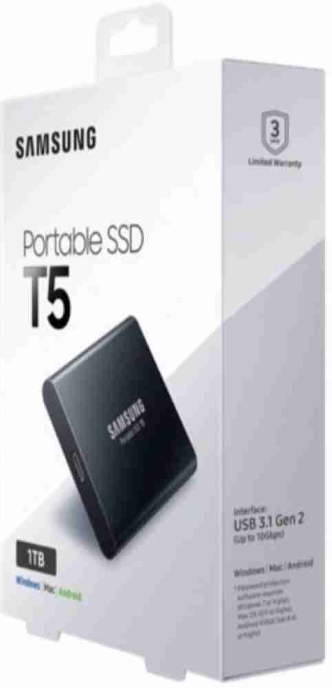 SAMSUNG T5 Portable SSD 1TB - Up to 540MB/s - USB 3.1 External Solid State  Drive, Black (MU-PA1T0B/AM)