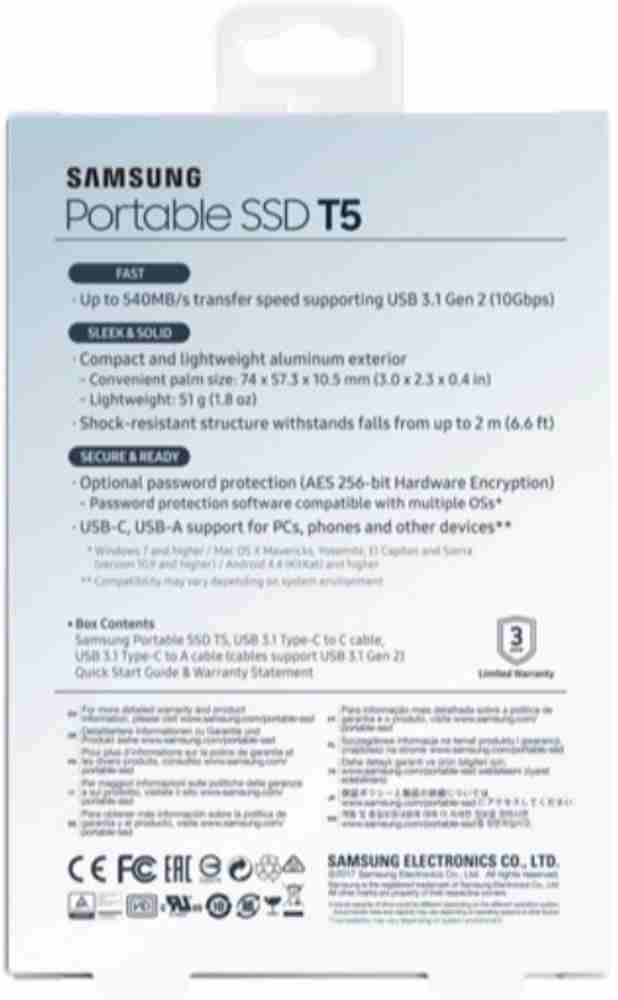 SAMSUNG T5 250 GB External Solid State Drive SSD SAMSUNG