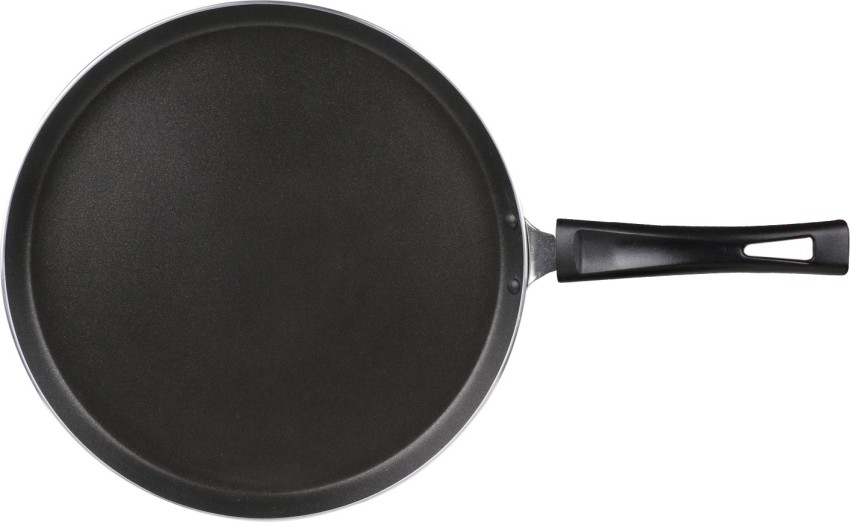 Aluminum Non-Stick Hard-Anodized Roti Tawa Griddle Pan with Riveted Handle  - 25cm, Grey