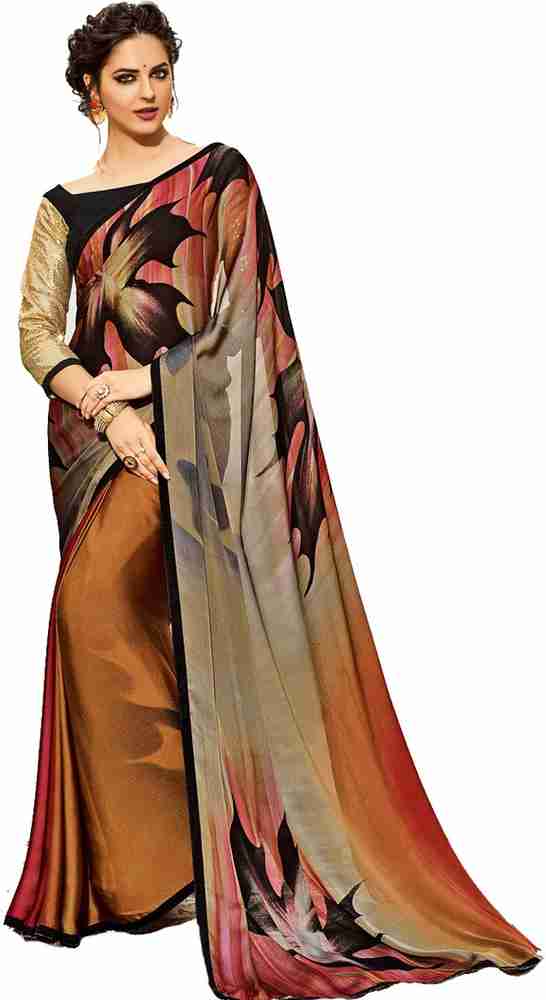 Buy Craftsvilla Printed Bollywood Georgette Multicolor Sarees Online @ Best  Price In India | Flipkart.com
