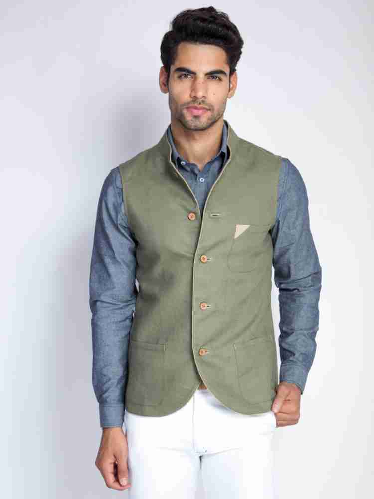 MR BUTTON Sleeveless Solid Men Nehru Jacket Buy Olive Green MR BUTTON Sleeveless Solid Men Nehru Jacket Online at Best Prices in India Flipkart