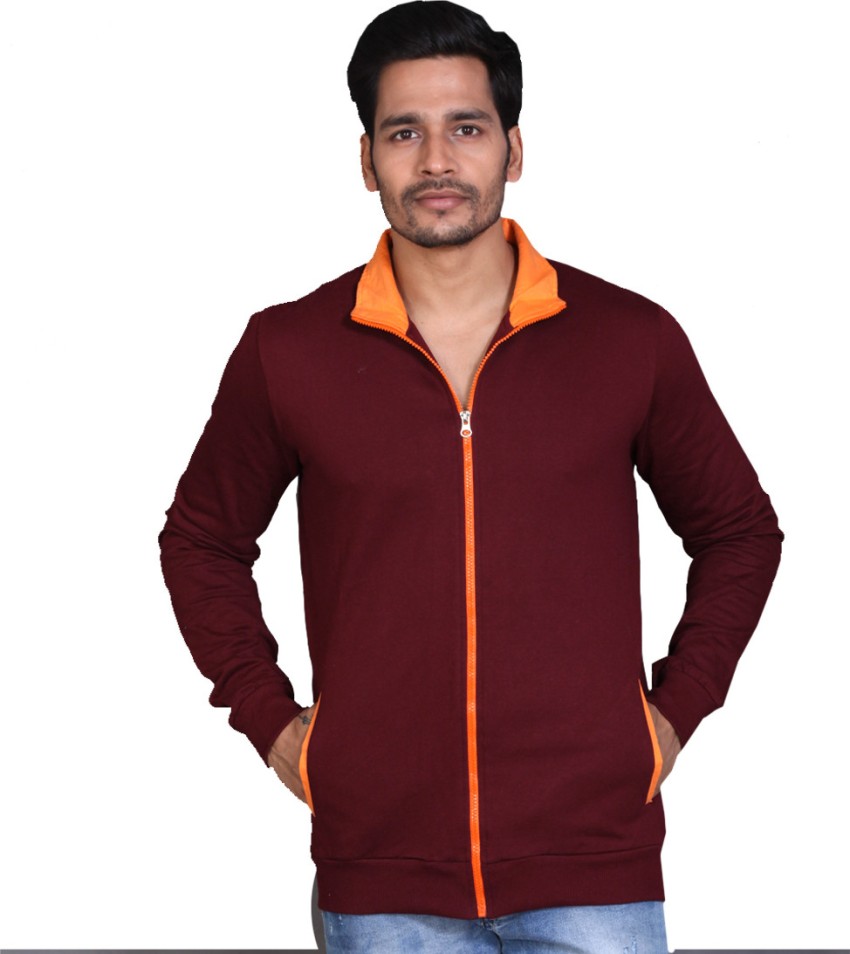 LUCfashion Full Sleeve Self Design Men 100 Cotton Fleece Jacket Buy B Maroon Thick Oarnge LUCfashion Full Sleeve Self Design Men 100 Cotton Fleece Jacket Online at Best Prices in India Flipkart