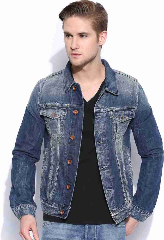 GAS Full Sleeve Solid Men Denim Jacket - Buy Blue GAS Full Sleeve Solid Men Denim  Jacket Online at Best Prices in India