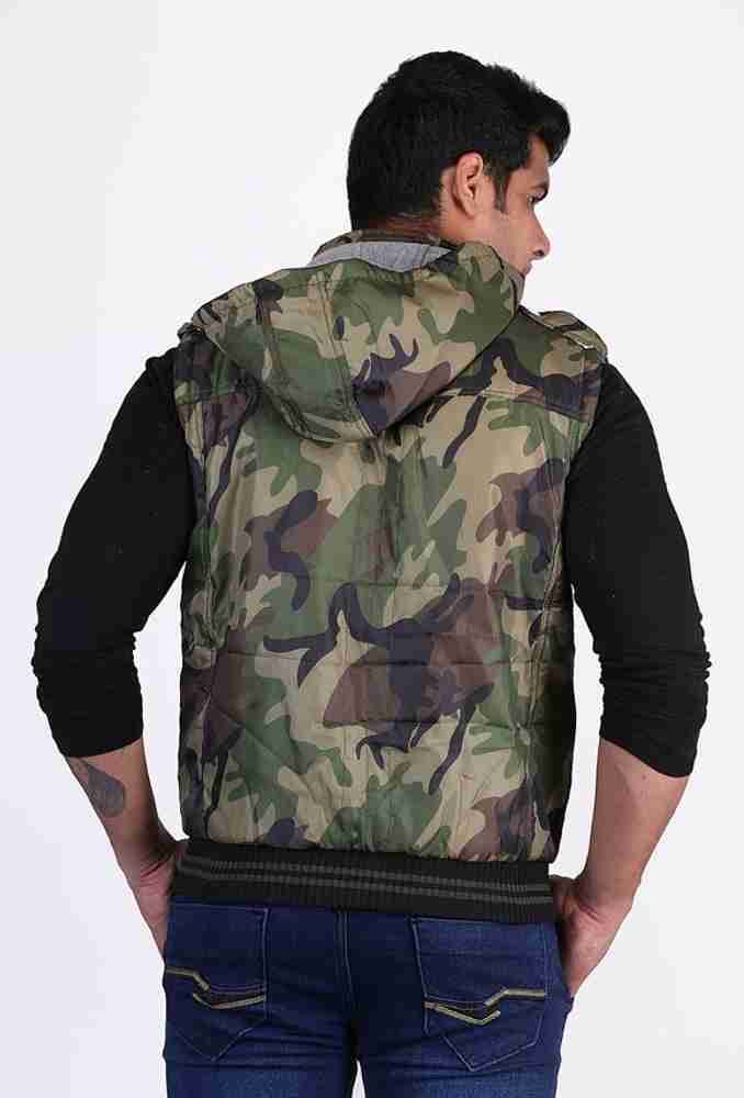 nomKLER Sleeveless Printed Men Jacket Buy ARMY nomKLER