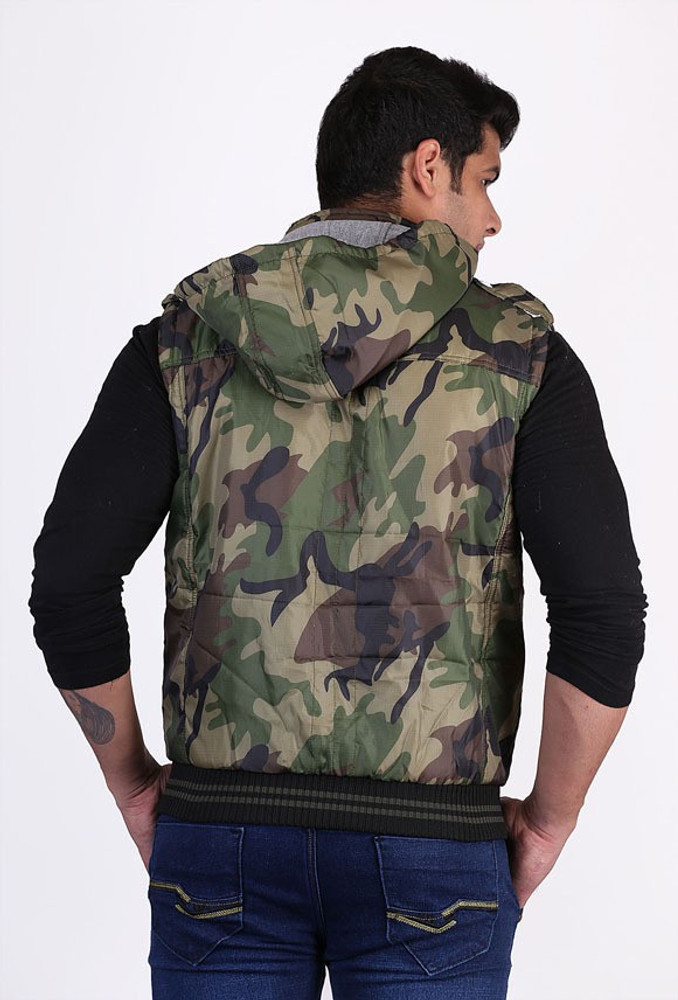 nomKLER Sleeveless Printed Men Jacket Buy ARMY nomKLER