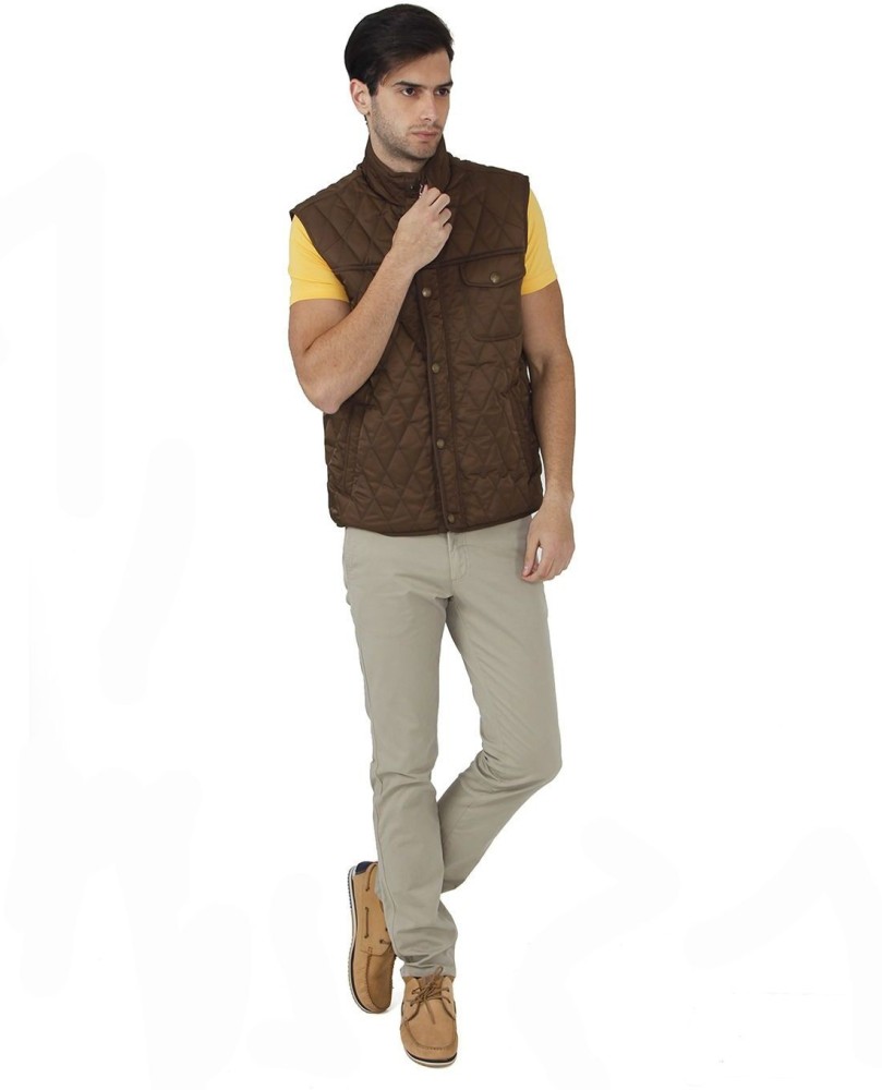 FAHRENHEIT Sleeveless Self Design Men Quilted Jacket - Buy BRONZE