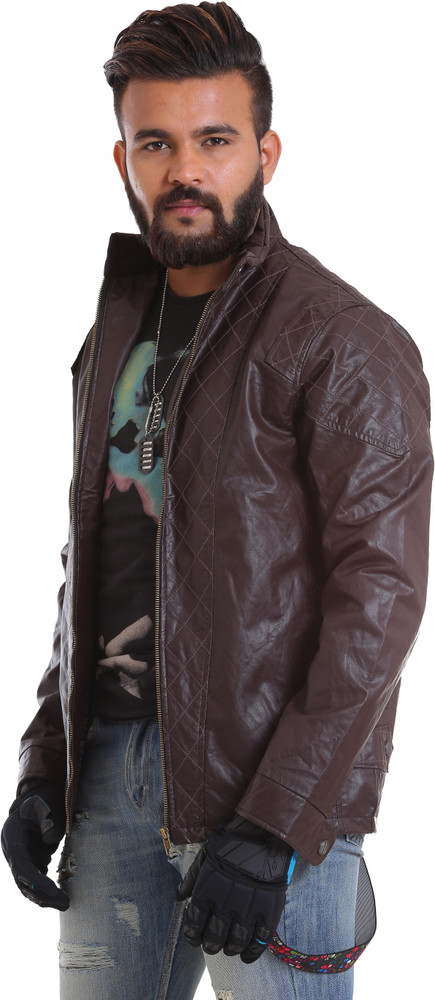 Coffee colour best sale leather jacket