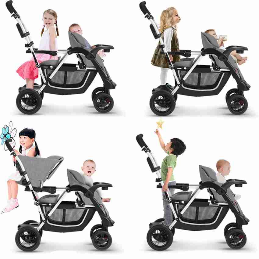 Toyhouse Portable Light weight twin stroller Blue Twin Strollers
