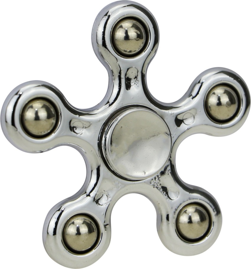 ZEVORA Fidget Spinner, Five Wing Silver Design Metallic - Fidget