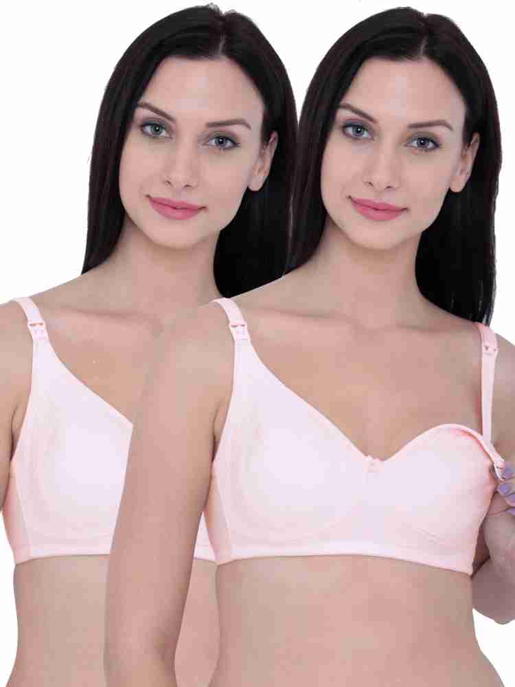 Buy Inner Sense Organic Cotton Antimicrobial Laced non-Padded Bra - Pink  Online