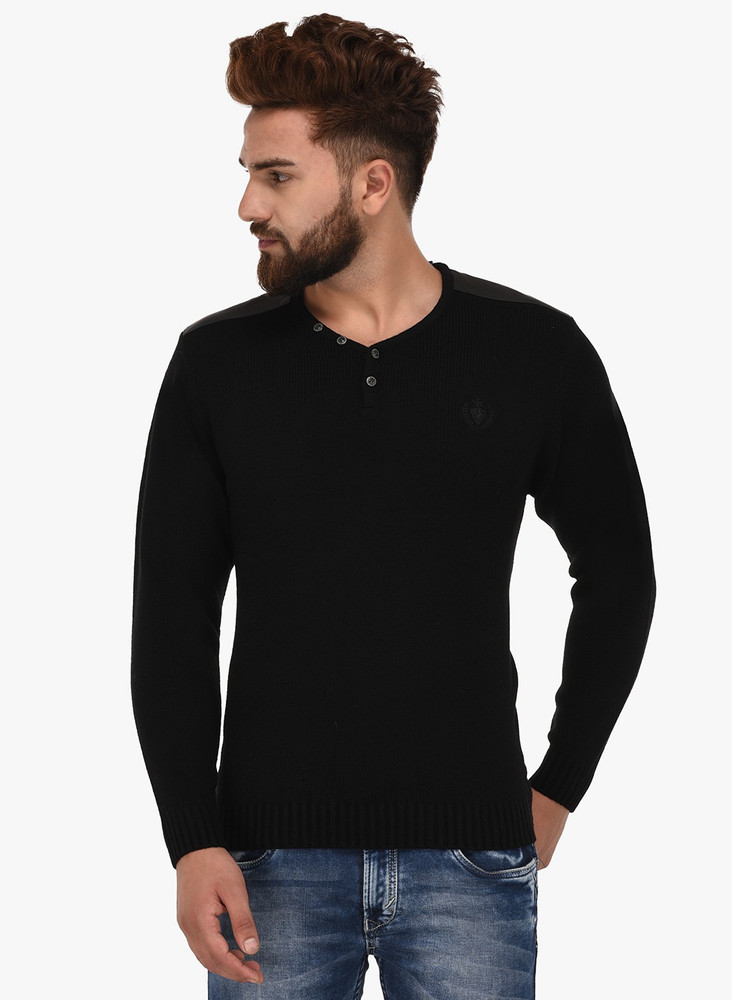 SPORTKING Solid V neck Casual Men Black Sweater Buy SPORTKING