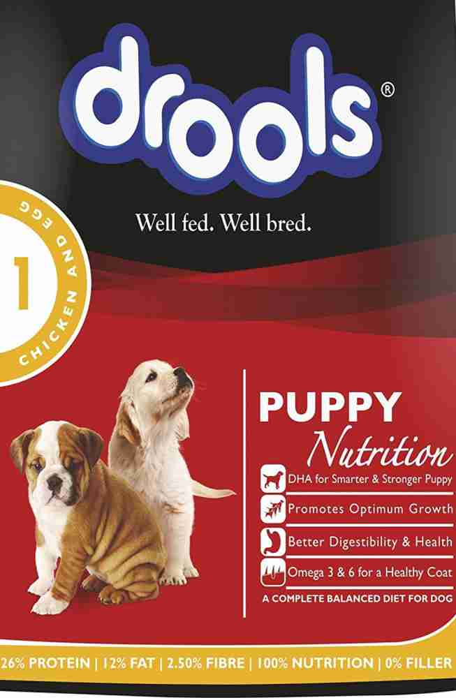 Drools DROOLS DAILY NUTRITION Chicken and Egg Puppy 400gm dog food 0.08 kg Dry Young Dog Food Price in India Buy Drools DROOLS DAILY NUTRITION Chicken and Egg Puppy 400gm dog