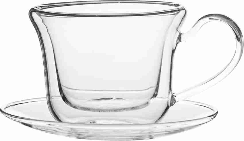 Double Wall Glass Serene Tea Cups (120 ml) (Pack of 4)