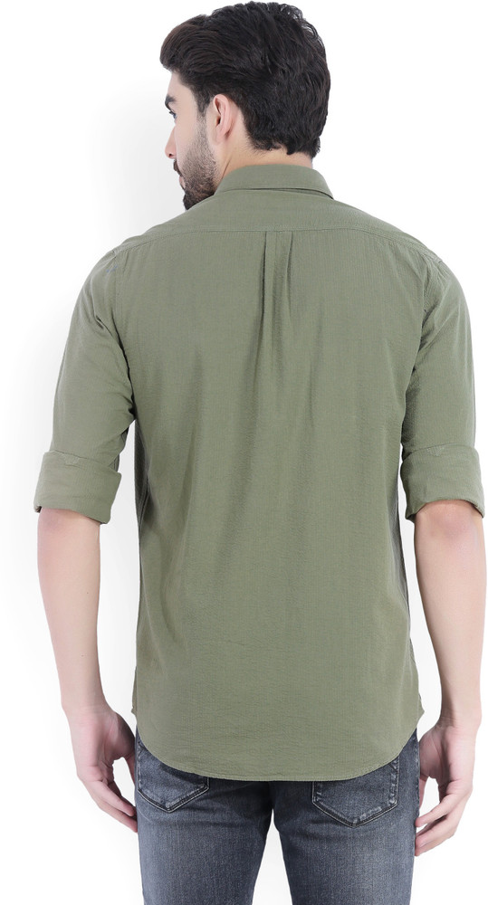 Discover 139+ olive green denim shirt mens latest dedaotaonec