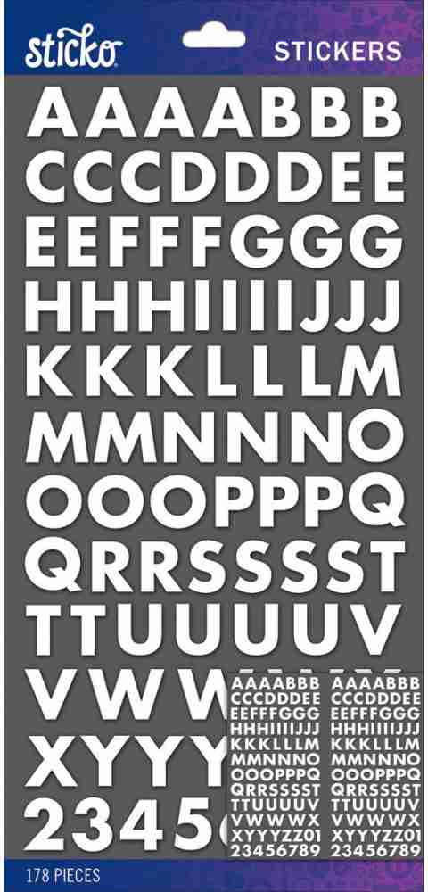 Sticko Alphabet Stickers - White Futura Bold Small - Alphabet