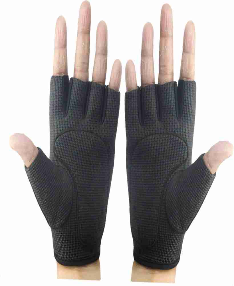 faynci Leather Gym Fitness fingerless Gloves for Boys Men