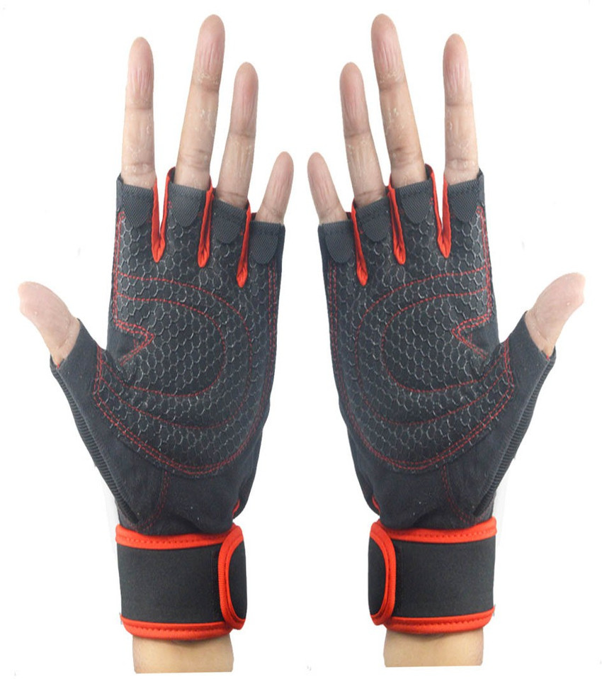 faynci Sport fingerless Gloves for Boys Men and Women color Red