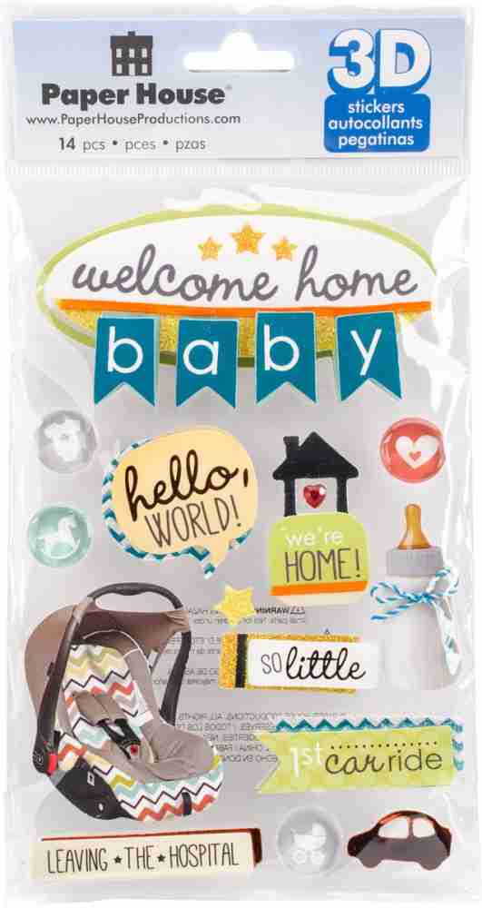 Welcome Home Baby Boy, 3D scrapbook stickers 16/pk - Little Birdie