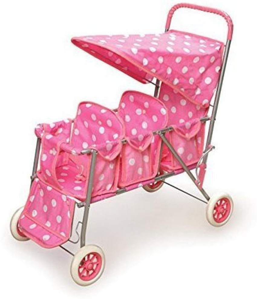 Badger Basket Pink Polka Dots Triple Doll Stroller - Pink Polka Dots Triple  Doll Stroller . Buy Doll toys in India. shop for Badger Basket products in  India.