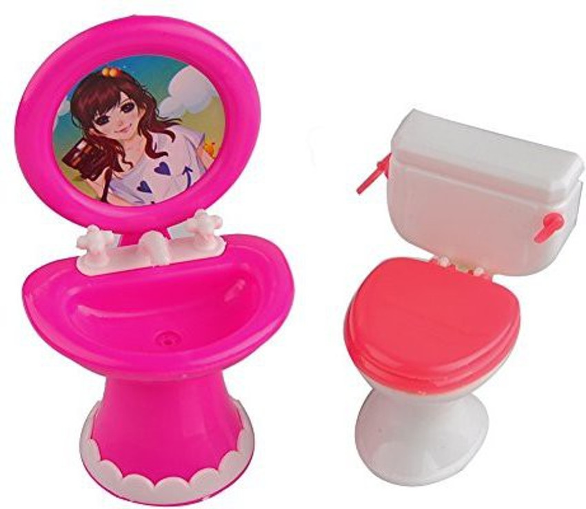 FairyStar Cute Wash Basin Toilet Set Plastic Bathroom Toilet Sink