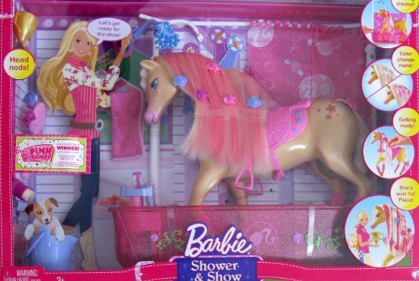 Generic Barbie SHOWER SHOW PLAYSET w HORSE Head