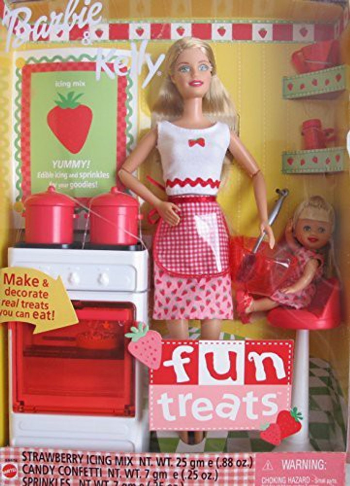 Generic FUN TREATS BARBIE KELLY Dolls w STOVE Cook Ware