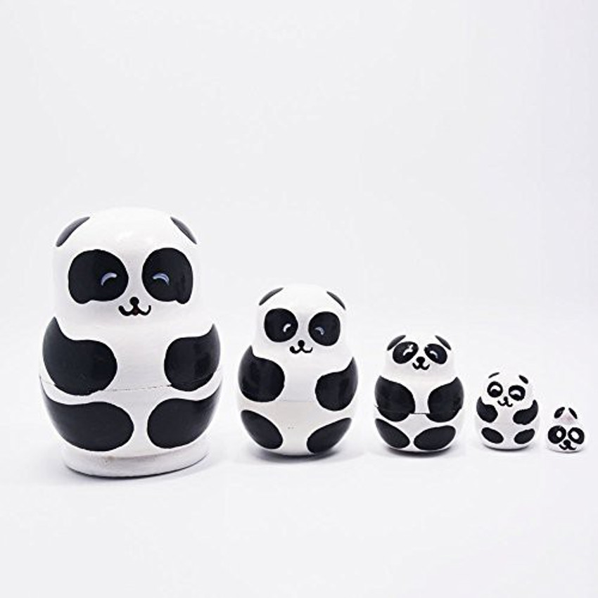 Generic DORABO Panda Wood Matryoshka Russian Nesting Doll Cute