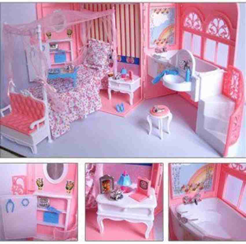 Generic Barbie Size Dollhouse Furniture Bed Bath Room in a