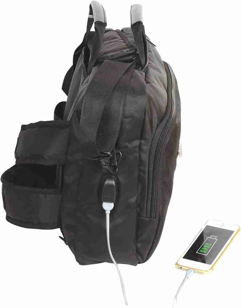 Herman hansen convertible laptop bag with usb charging port top