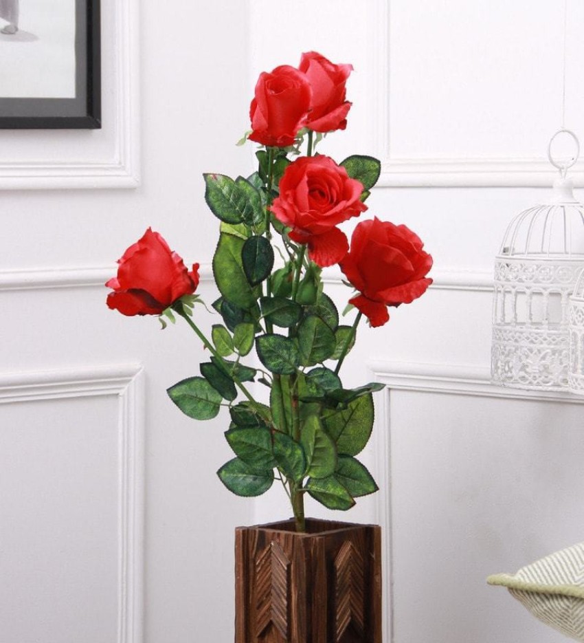 FOURWALLS Fourwalls Artificial 3 HD ROSE Flower Stick (3 Flower ...