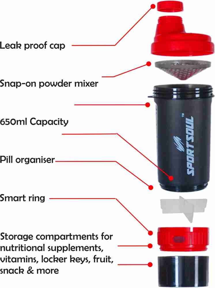 500ml Protein Shaker Cups Shake Cup with Storage with Pill Tray