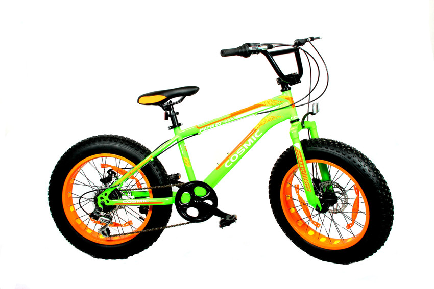 COSMIC FATSO 7 SPEED 20 INCH BICYCLE GREEN ORANGE