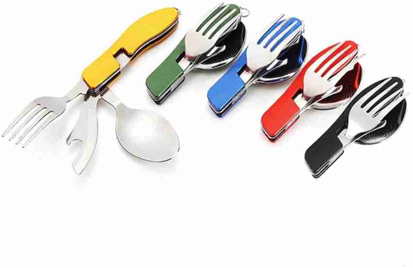 1 Set 3 in 1 Camping Cutlery Stainless Steel Eating Utensil Fork Knife  Spoon