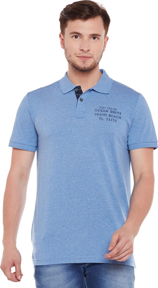 Buy Tom Tailor Solid in Men India Prices Neck Polo T-Shirt Best Blue at Online
